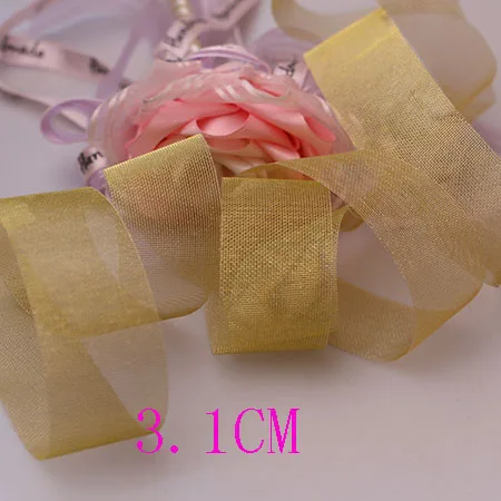 5YARD 3.4CMcm5yards DIY аксессуары лента с проволочной кромкой, Жесткая сетка, лента, Золотая лента, декоративная подарочная коробка с деревом, упаковка с бантом - Цвет: 5YARD