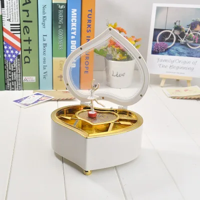 Музыкальная шкатулка в форме сердца Танцующая балерина для девочек карусель