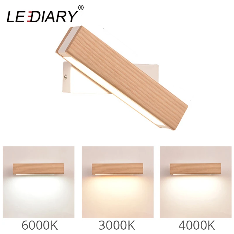 LEDIARY скандинавский настенный светильник для гостиной с натуральным деревом 3