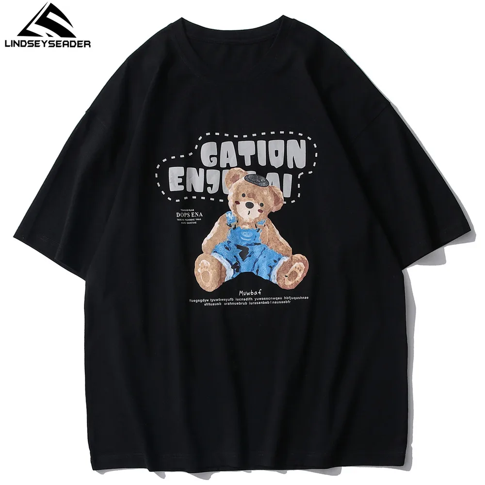 

LINDSEY SEADER Men's T-shirt Hip Hop Oversized Print 2021 Casual Harajuku Streetwear Summer Short Sleeve cotton Tops Tee Tshirt