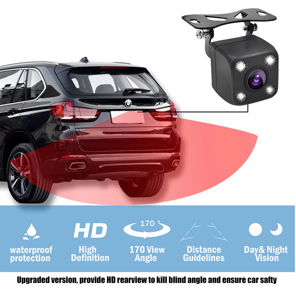 

5 Inch Car Rear View Display Universal Rearview Mirrors Reversing Camera Ultra Wide Angle LED Night HD Auto Parking Monitor