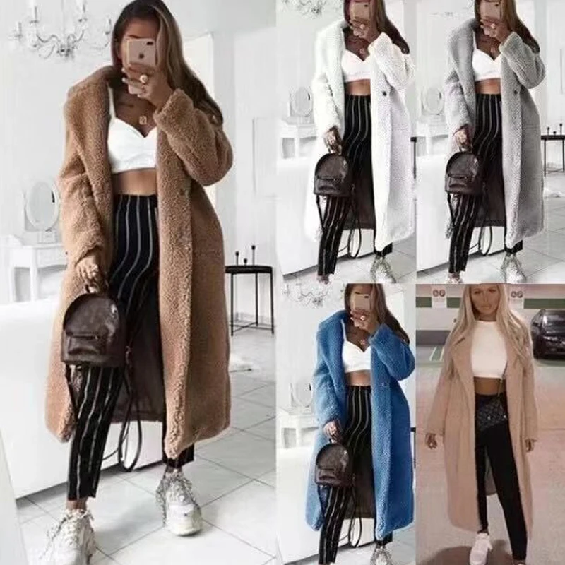 

Faux Fur Teddy Coat Women Autumn Winter 2020 Casual Plus Size Long Jacket Female Thick Warm Outwear Oversize Fur mujer chaqueta