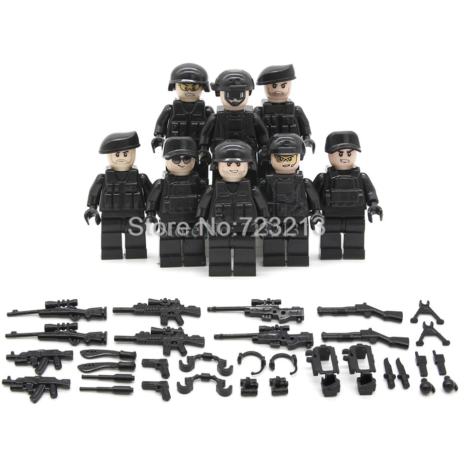 8pcs 5 шт./лот SWAT Ghost Soldier Военный Набор фигурок оружие пистолет строительные блоки наборы модели кирпичи развивающие игрушки для детей - Цвет: 8pcs