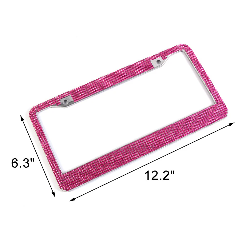 

2pcs Bling Crystal License Plate Frame License Cover Holder Stainless Steel Women Handcrafted Rhinestone Car License Frame Plate