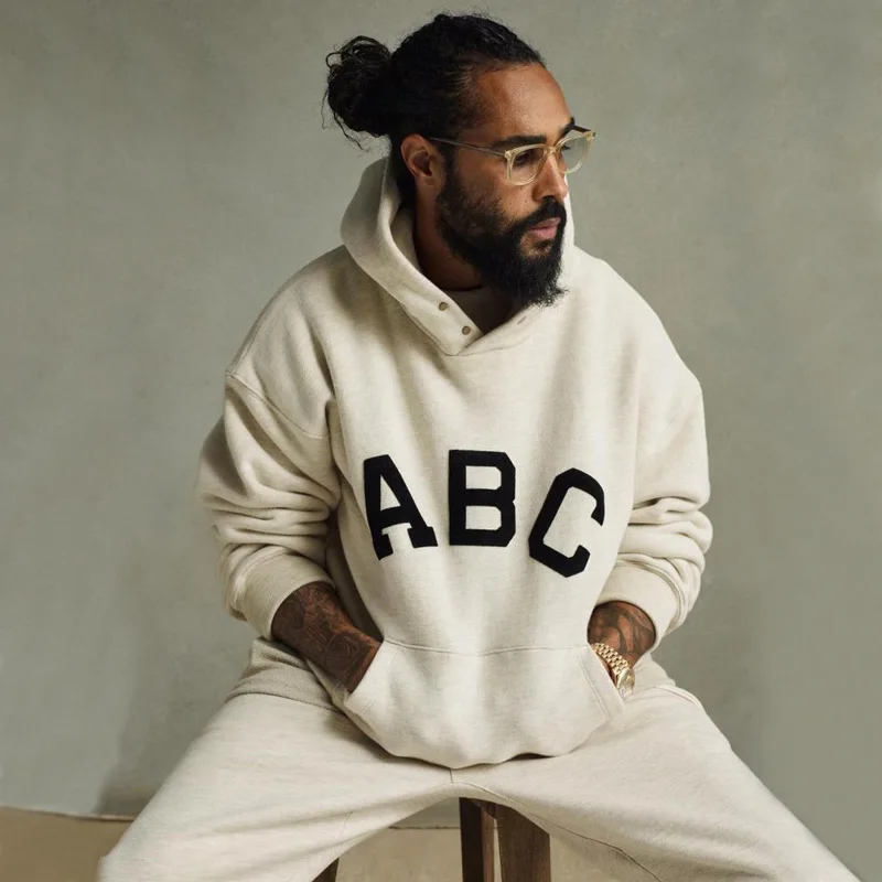 Мужской свитер с капюшоном свободный флисовый спортивный для зимнего бега