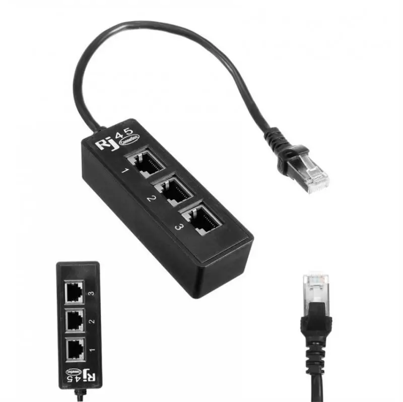 

LAN Ethernet Network RJ45 1 Male To 3 Female Connector Splitter Adapter Cable RJ45 Cable Splitter Computer Accessories