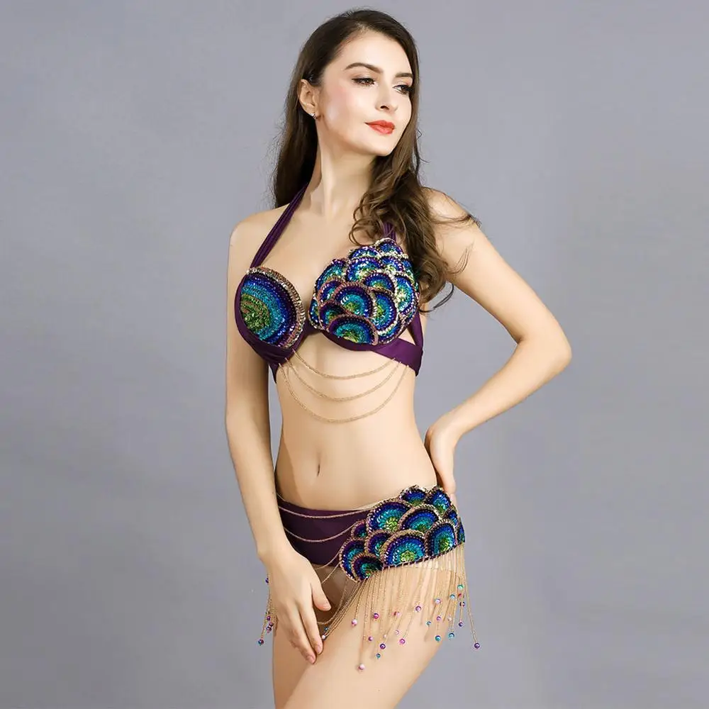 Павлина для индийского беллиданса пайетками и бисером танцы живота Пояс