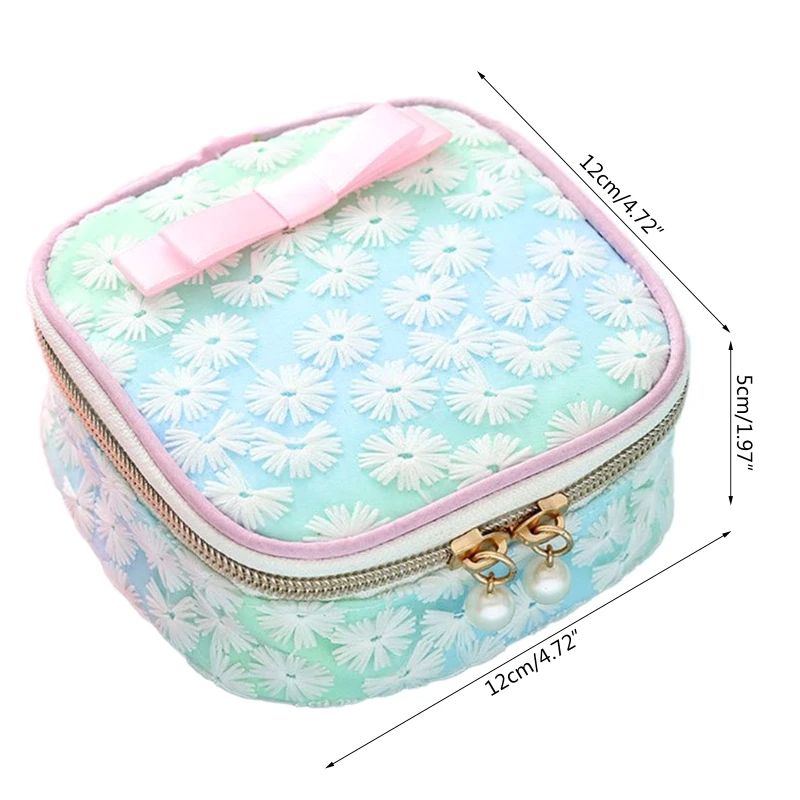 

Portable Sanitary Napkin Storage Bag Menstrual Cup Pouch Sweet Mesh Embroidery Floral Portable Jewelry Cosmetic Organizer Case