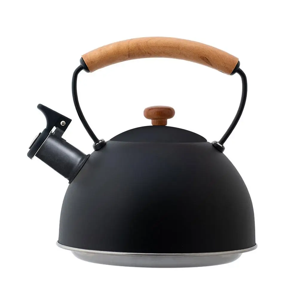 

Stainless Steel Whistle Kettle - Stainless Steel Tea Kettle With Wooden Handle - Retro Kettle For Electric Hob Household Stove