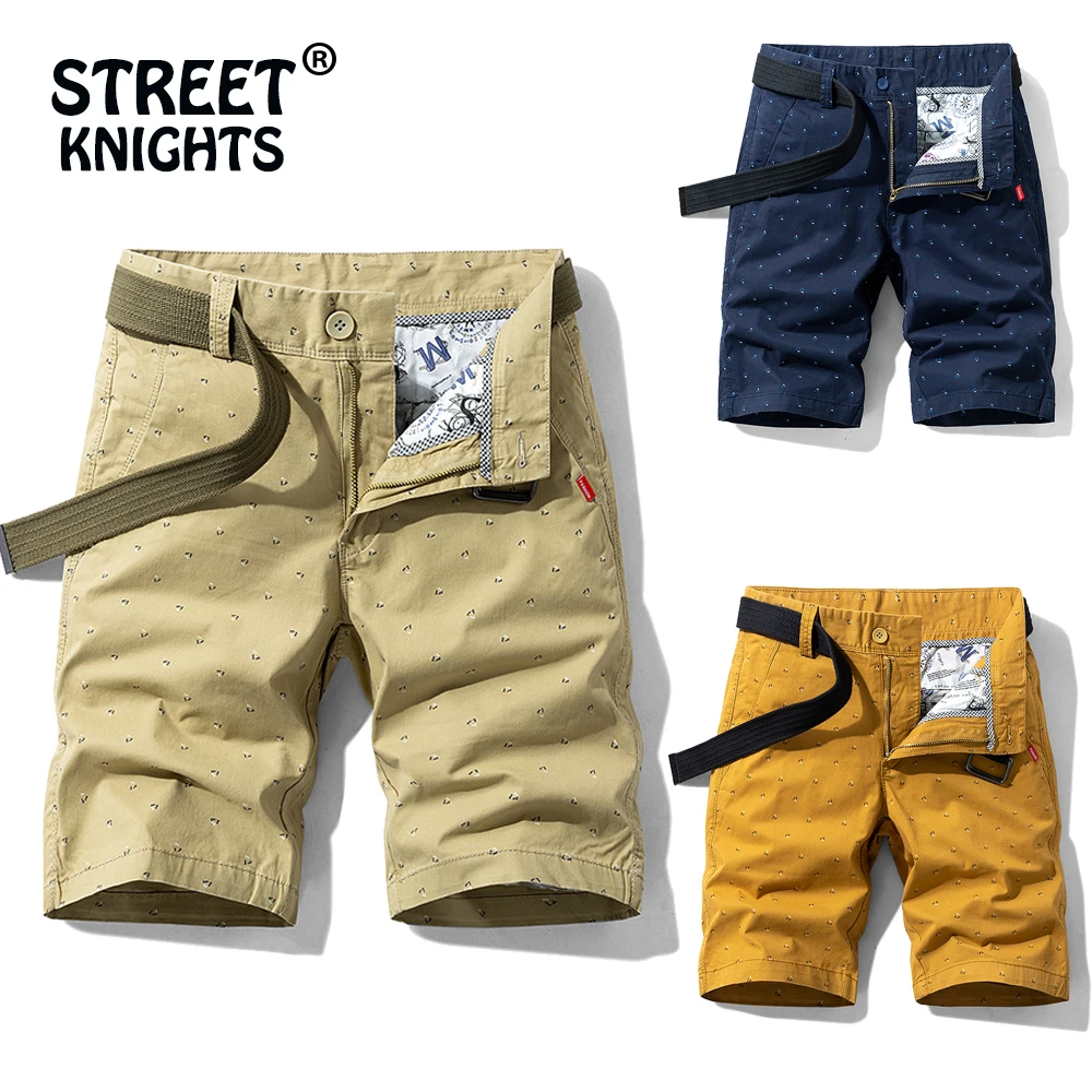2021 Summer New Printing Multi-Pockets Cargo Shorts Men Khaki Jogger Military Cargo Shorts Men Cotton Casual Loose Men Shorts