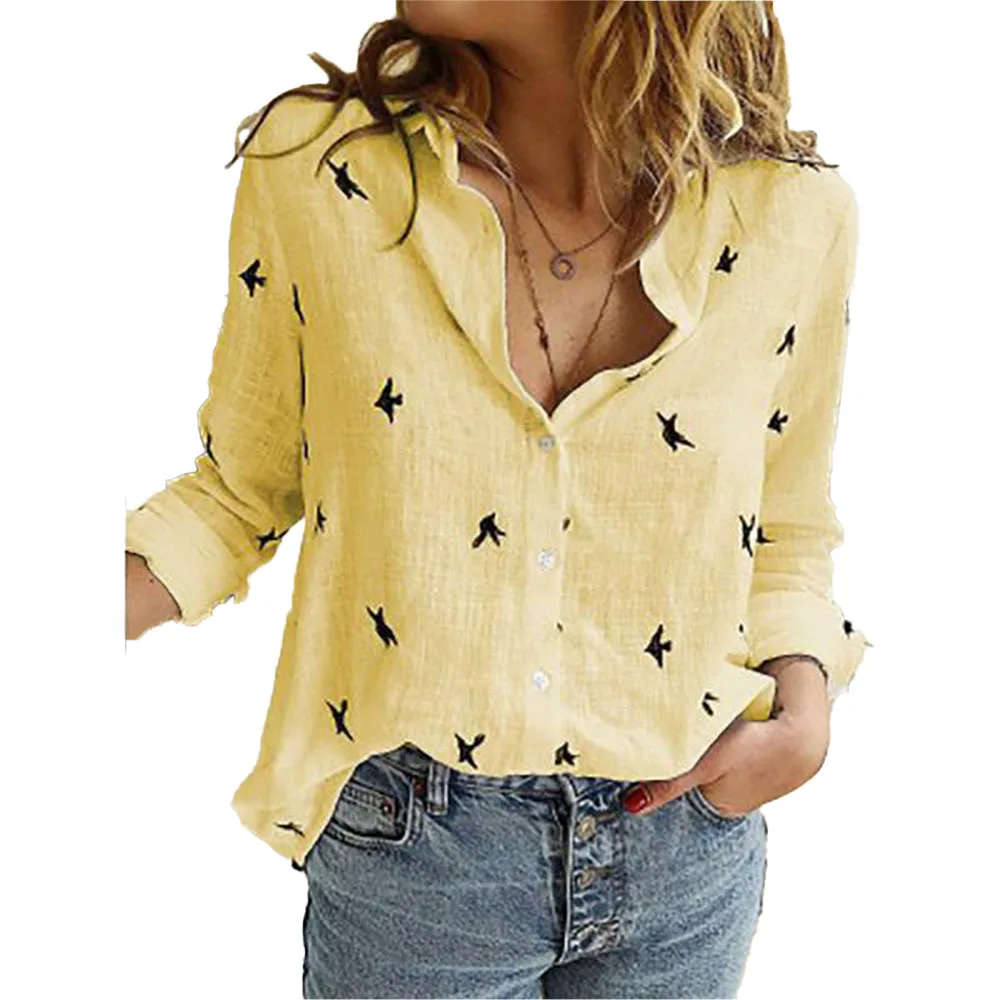 

Hot-Selling Loose Button Printed Long-Sleeved Shirt