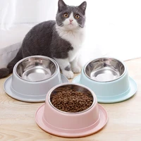 pp stainless cat bowls pet steel bowl set food water bowl for dogs and cats anti skid cats supplies