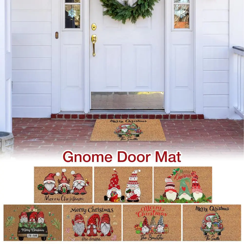 

Merry Christmas Gnome Door Mat Nonslip Felt Rubber Door Rug Entryway Floor Pad New Year Home Decoration Bathroom Carpet