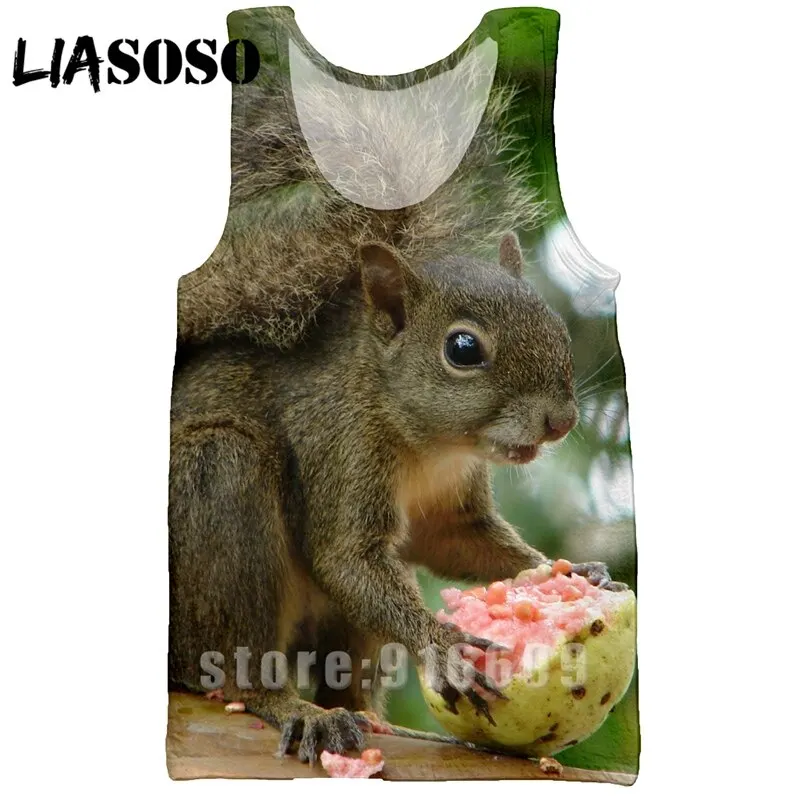 

LIASOSO 3D Print Squirrel sleeveless garment Men Women Fashion Sleeveless Vest Tees Anime Streetwear Clothes Aniaml Short Sleeve