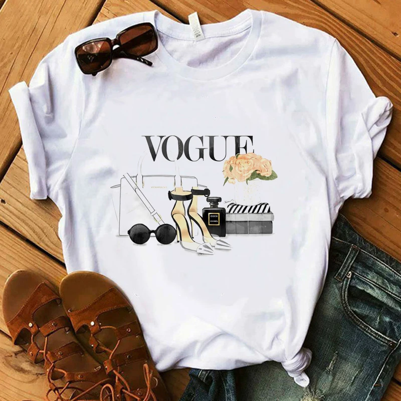 

Women's T Shirt Red Lipstick T Shirt Women Perfumer Floral T-Shirts Girl Summer Shirt Lady Casual Sexy Lip tshirt Female T-shirt