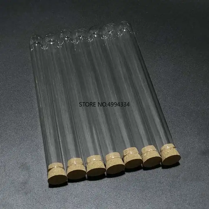 100 шт./лот 15x150 мм круглая Нижняя прозрачная стеклянная пробирка с пробковой