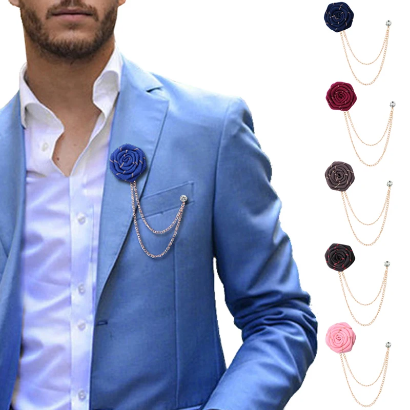 Мужские булавки из ткани ручной работы свадебная бутоньерка для вечевечерние