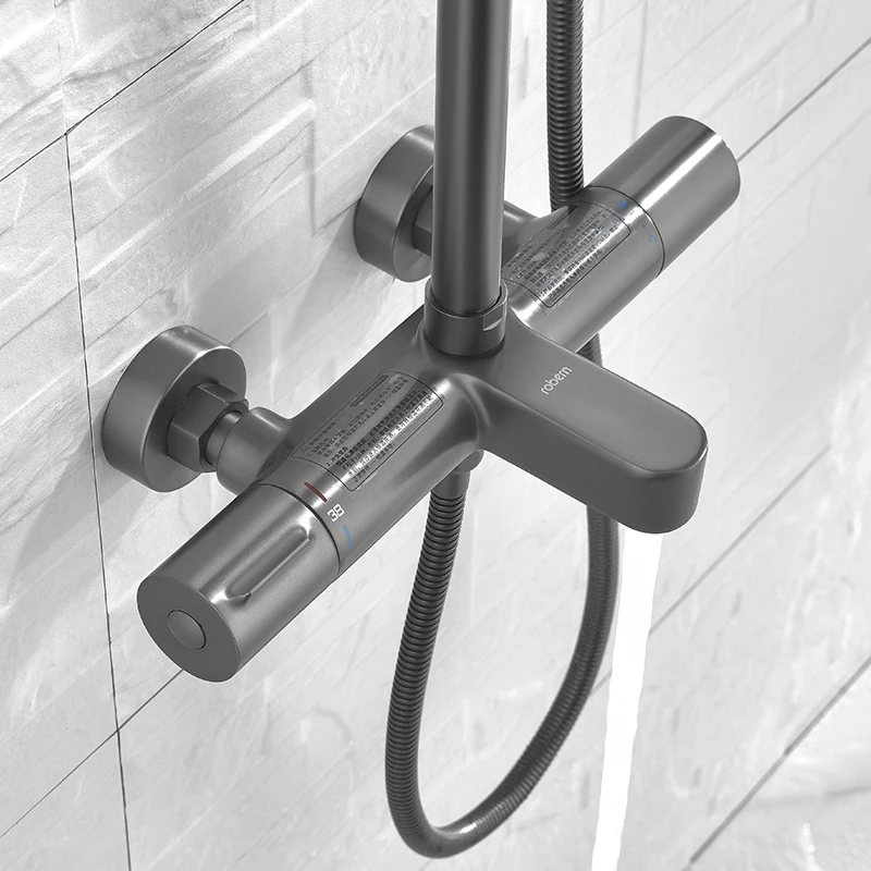 Shower Faucet Thermostat Control Chrome Set Rotatable with lifting Waterfall Rain System bathtub faucets | Обустройство дома