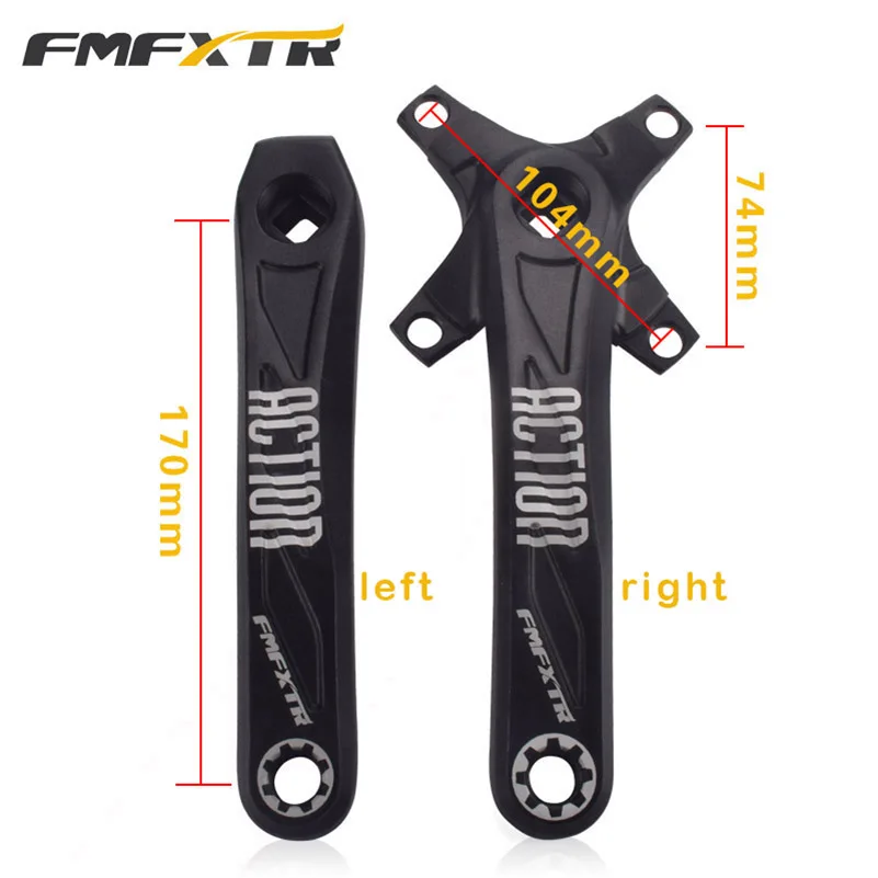 Горный велосипедный кареточный вал из алюминиевого сплава 170 мм, квадратное отверстие левой и правой ноги, сменная однотарная пластина, аксессуары.