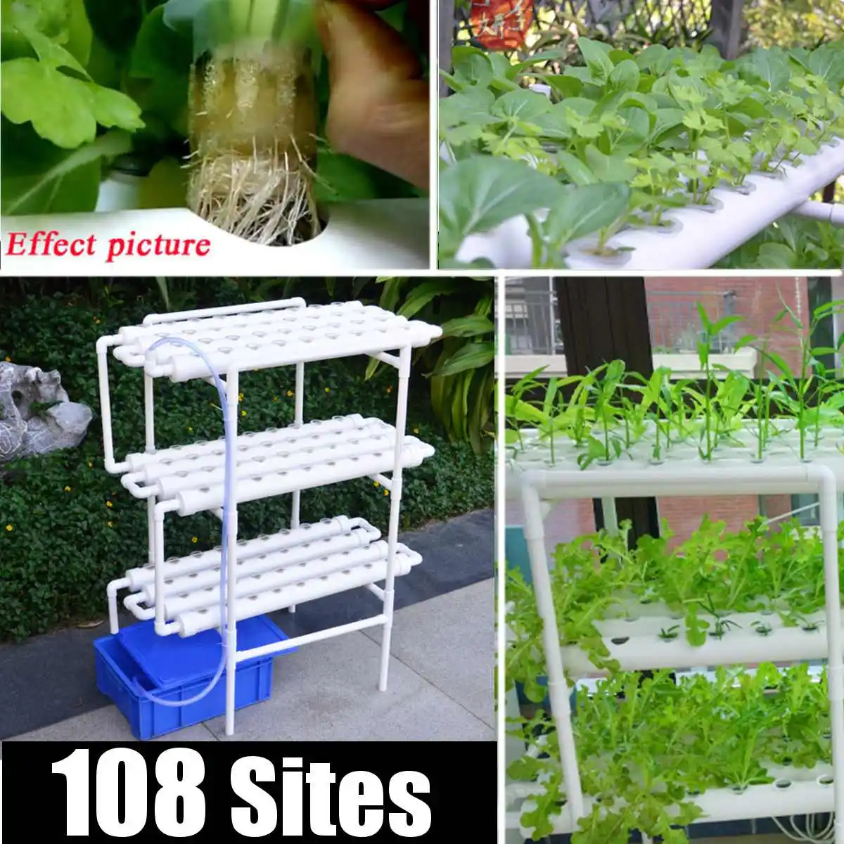 

108 Holes Hydroponic Piping Site Grow Kit Deep Water Culture Planting Box Gardening System Nursery Pot Hydroponic Rack