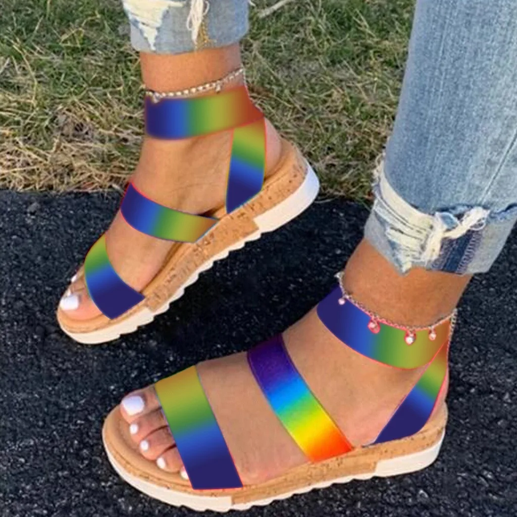 Womens Sandals Open Toe Thick Bottom Mujer 2020 Female Flat Flip Flops Weaving Slippers Beach Shoe Platform Sandalias*3 | Обувь