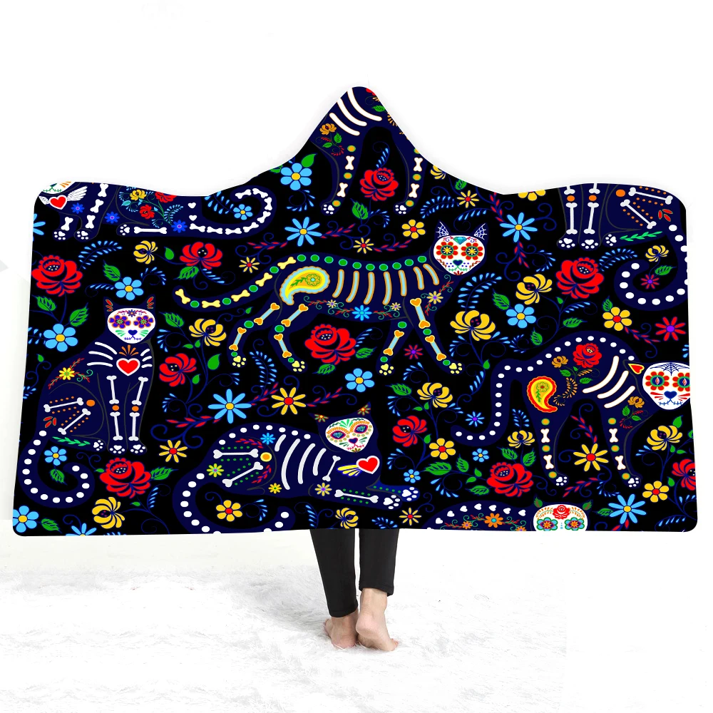 Кошка животное одеяло с капюшоном 3D принт на искусственном меху носимых