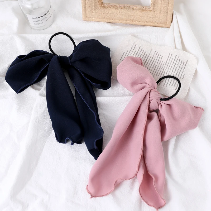 Женские резинки для волос с большим бантом элегантная шифоновая повязка на