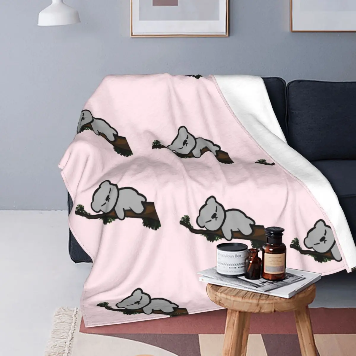 

Bala The Koala-Manta de lana con estampado de animales australianos, manta ligera multifunción para cama y dormitorio, colcha