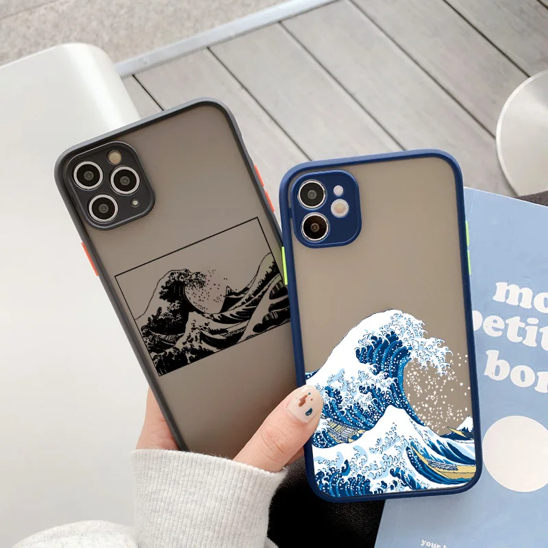 Blue Wave Phone Case For Coque iphone 14 12 11 13 Pro Max 7 8 6s Plus surf ocean Cover For Funda iphone X XR XS Max SE2020 black