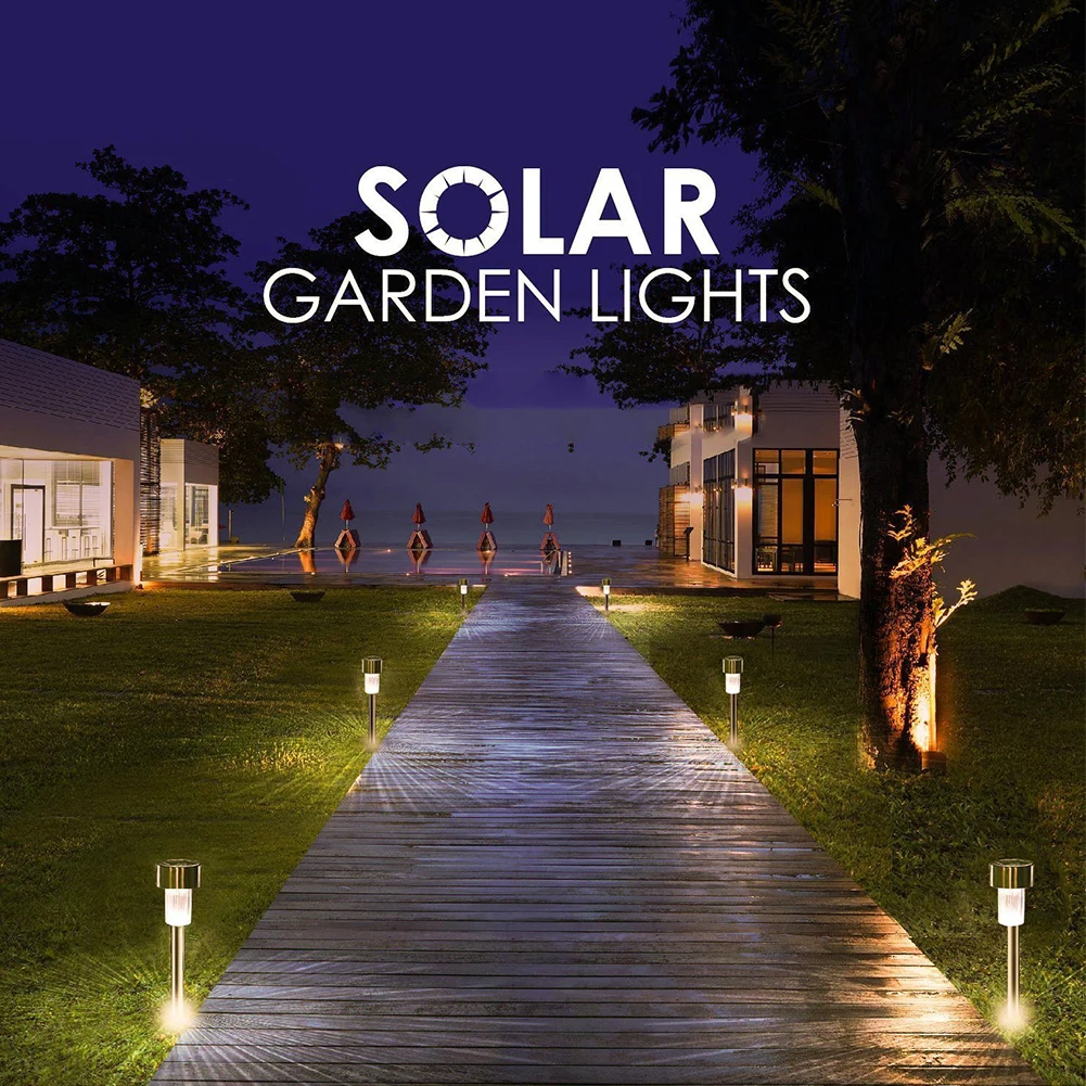 1 10 шт./лот Солнечная лампа из нержавеющей стали светильник для газона сада