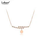 Женское Ожерелье-чокер Lokaer, ожерелье из нержавеющей стали цвета розового золота с белым кубическим цирконием и кристаллом в форме цветка, колье-чокер N19146