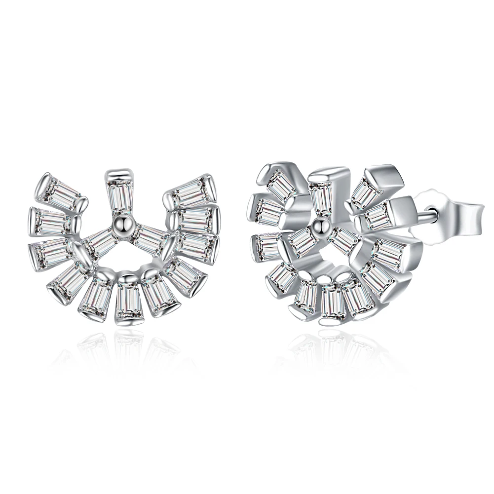 

ZEMIOR S925 Sterling Silver Sector Stud Earrings For Women Irregular Simple Girl Earring Anniversary Fine Jewelry Recommend