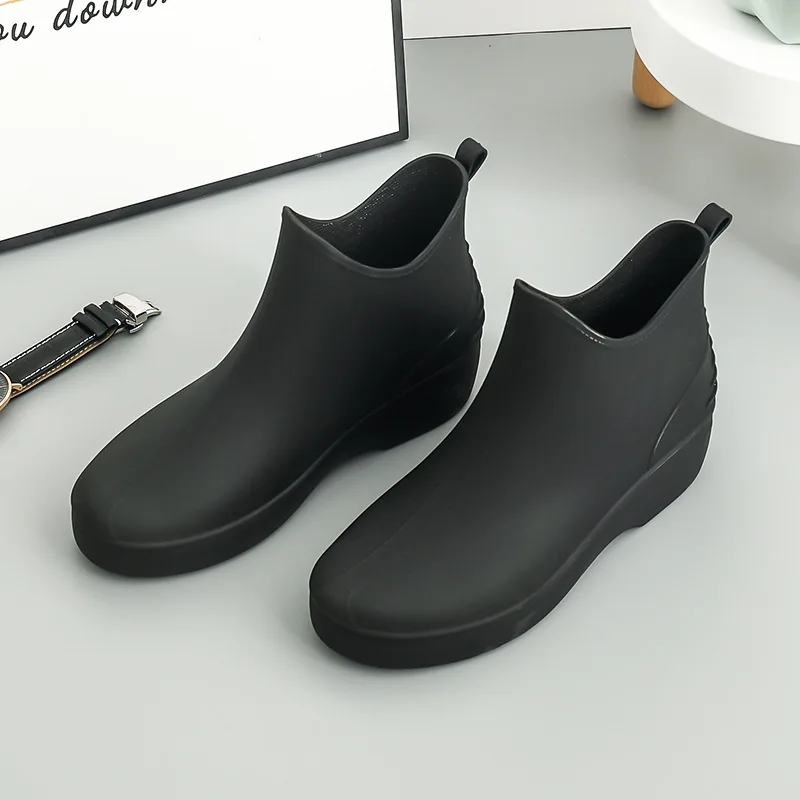 

H Solid Rain Boots Woman Water Shoes Women Slip on Keep Warm Non-slip Boots Wash The Car Boots Washing Shoes