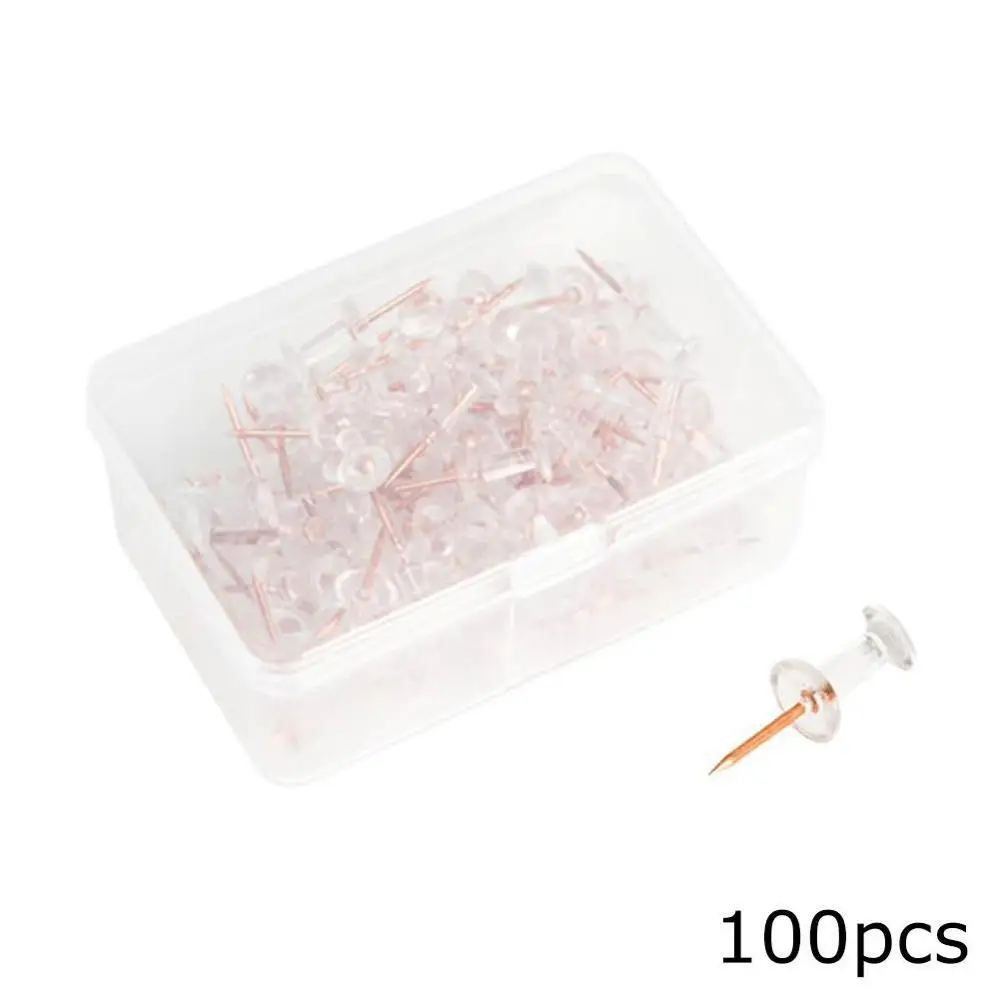 100 шт. прозрачные розовые золотистые штифты для большого пальца настольные