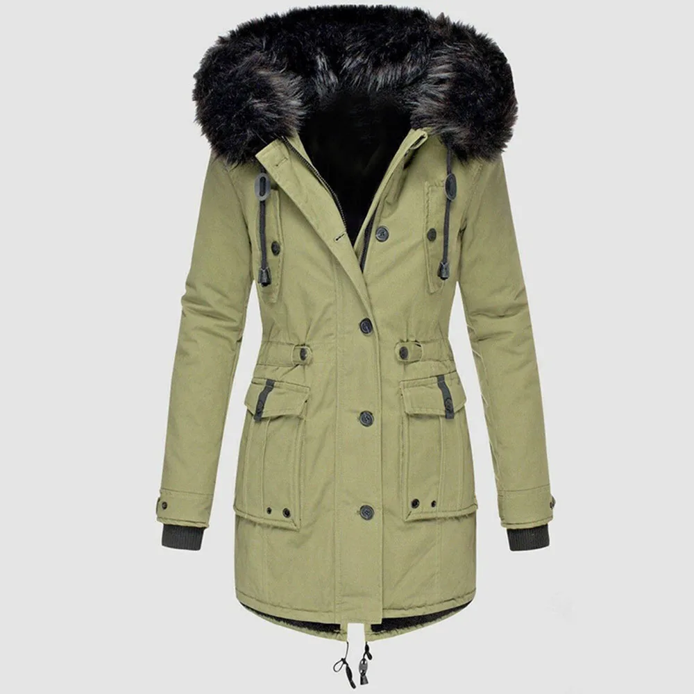 

Winter Cotton Padded Jacket Women Fashion Parkas Coats Workout Outdoor Thick Fleece Hooded Down Jackets Warmness S-XXL