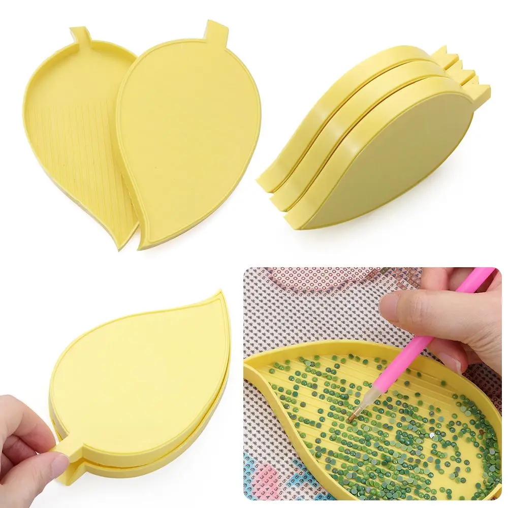 

DIY Leaf-Shaped Diamond Painting Tray Storage Box Plastic Drill Plate Nail Art Beading Plates Cross Stitch Embroidery Accessory