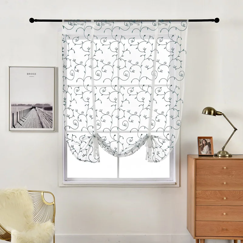 Домашний декор Короткие шторы жаккардовые римские жалюзи цветочные белые