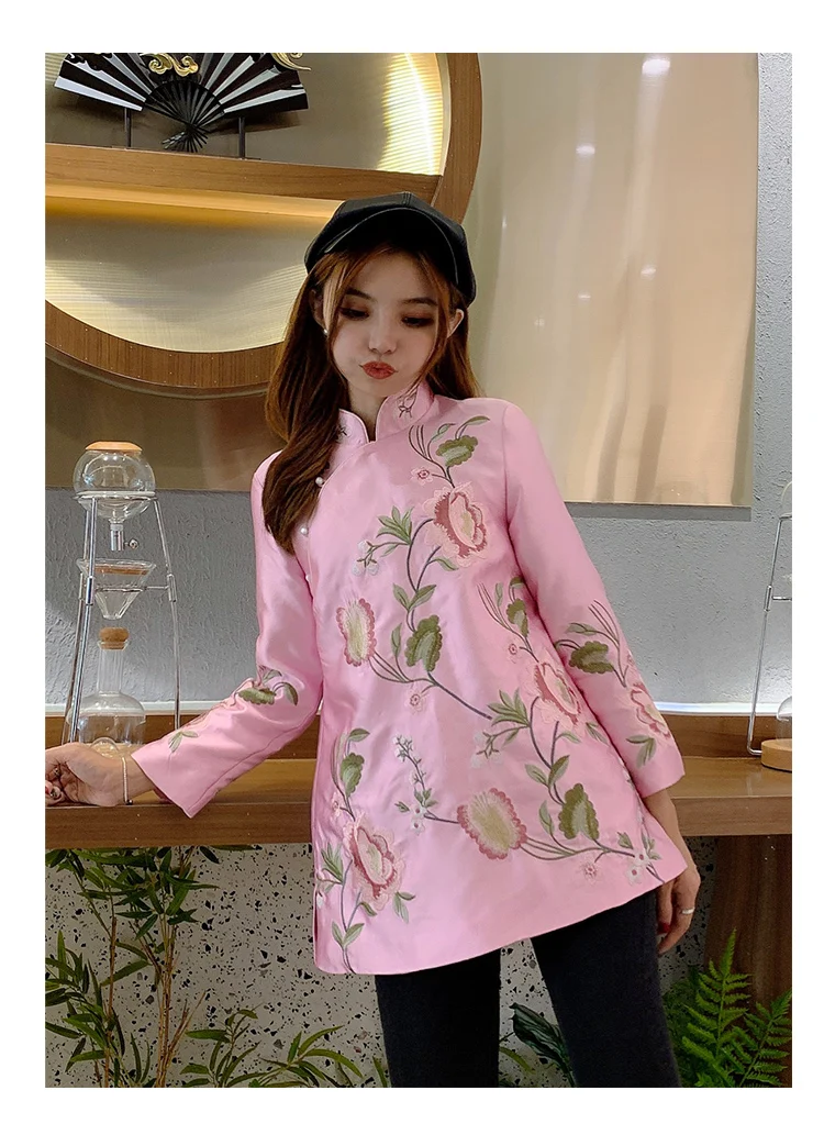 Женские куртки в китайском народном стиле традиционный топ с вышивкой для женщин