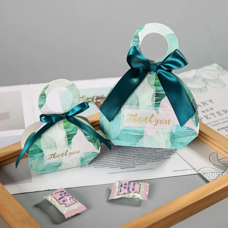 Бесплатная доставка 50 шт. Сумочка Дизайн Свадьба Зеленый сладкий день конфеты