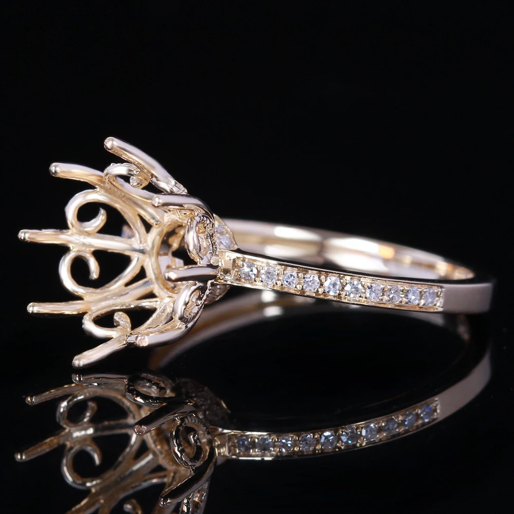 Кольцо HELON с полукруглым креплением 10 -11 мм однотонное 14 к желтое золото