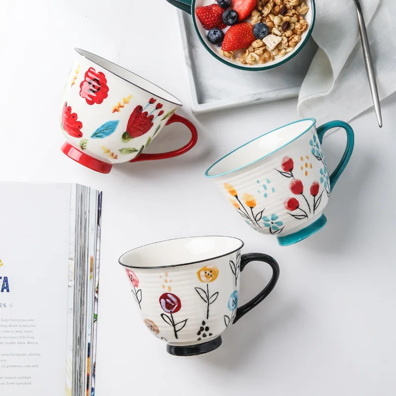 

handpainting Ceramic Mug Cup Porcelain Water Coffee Mug Milk Tea Breakfast Cups Home Offer Decor Underglaze Drinkware