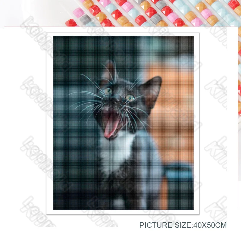 

Diy Diamond Decoration Painting Animal Style Cute Kitten Square Diamond Round Diamond Customizable Wall Art Decoration