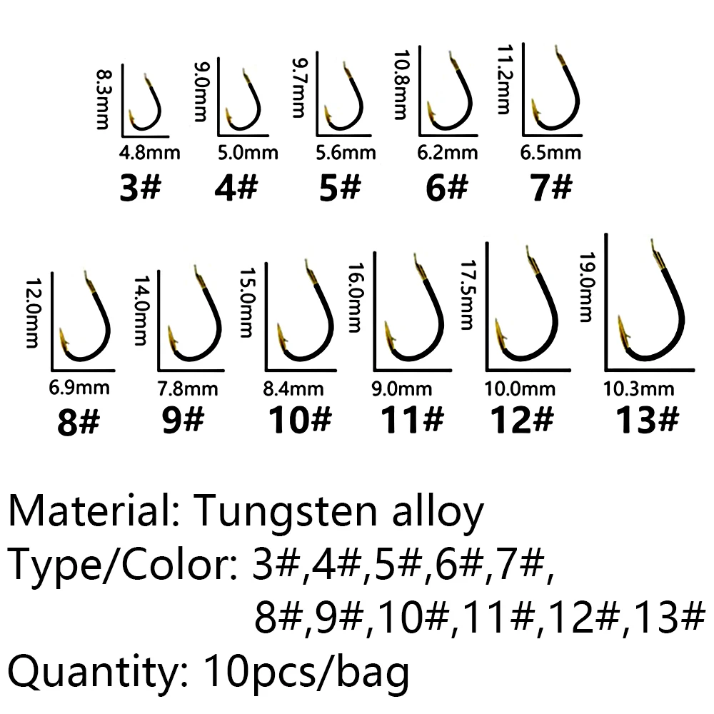 10 шт./упак. Высокое качество Sharp рыболовных крючков с бородкой и Цветной Вольфрам