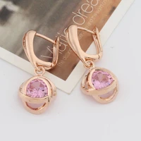 new round multicolor cubic zircon dangle earrings for women fashion simple jewelry rose gold color earrings womens jewelry