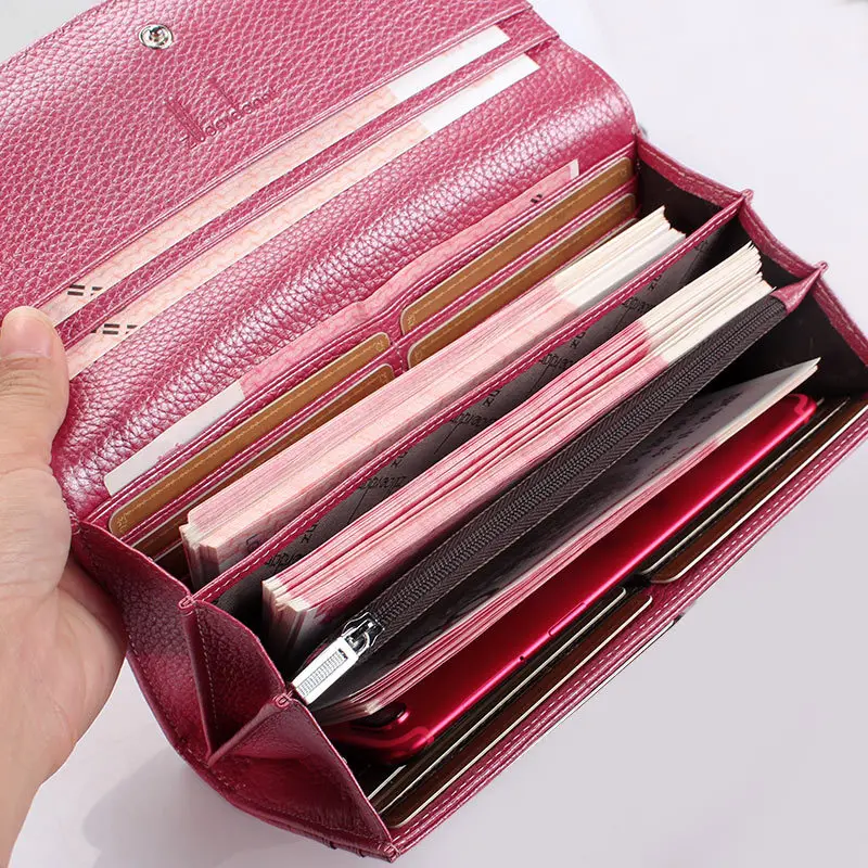 Женский кошелек из натуральной кожи того Дамский удлиненный держатель для