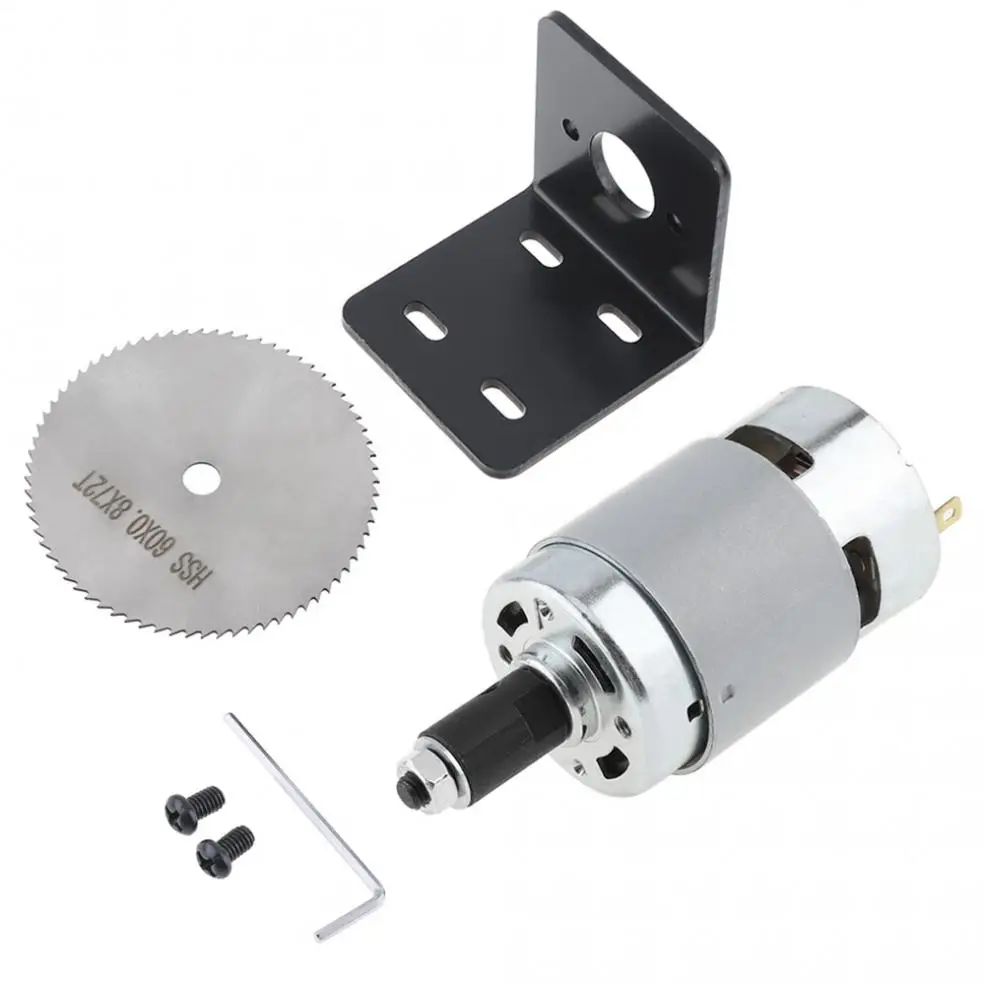 24V 775 Motor Table Saw Kit with Ball Bearing Mounting Bracket and 60mm Blade for Cutting / Polishing Engraving | Инструменты