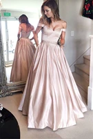 2022 elegent long prom evening dresses off shoulder sleeveless floor length a line party formal gowns custom made
