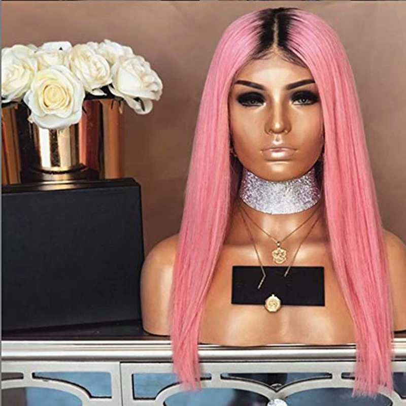 DLME розовый синтетический парик на сетке спереди для черных женщин термостойкие