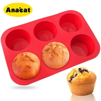 anaeat 1pc cake fudge baking pan silicone non stick pan 6 cup cupcake baking pan mousse cake mold muffin pan