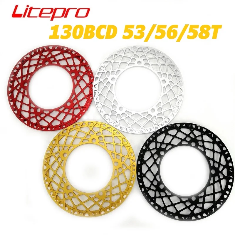 

Litepro Spider Chainwheel 130BCD 53T 56T 58T CNC Aluminum Alloy Protective Cover Chainring Black Red Gold Silver Folding Bike